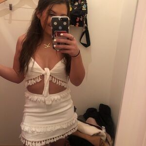 White Fringe Two Piece Set